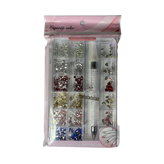 Kit Cristales Multicolor con Aplicador (Cátana) – Hanxiaoxiao - Decoraciones - Elegans Nails