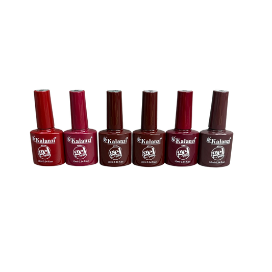 Gel Polish Kalanzi 10 ml Gama Rojos, Vinos y Marrones – 6 Tonos para Uñas - Gamas - Elegans Nails