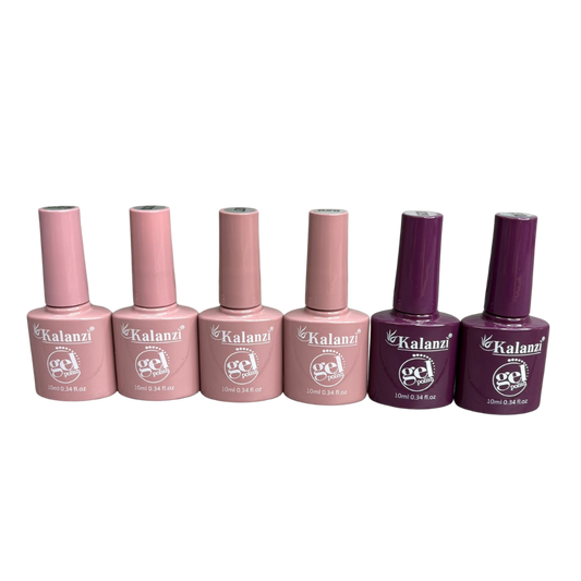 Gel Polish Kalanzi 10 ml Gama Rosa, Nude y Morado para Uñas – 6 Tonos - Gamas - Elegans Nails