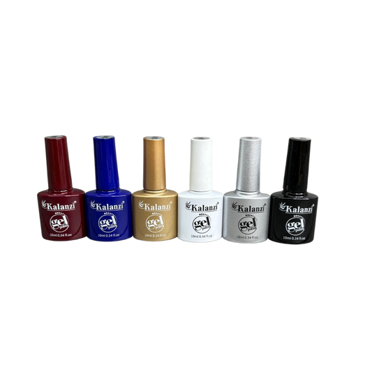 Gel Polish Kalanzi 10 ml Gama Clásica y Metálica – Rojo, Azul, Dorado, Blanco, Plata y Negro - Gamas - Elegans Nails