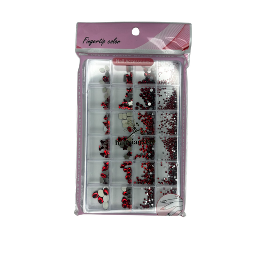 Piedras Rojas para Uñas con Cristales y Figuras Decorativas Nail Art - Decoraciones - Elegans Nails