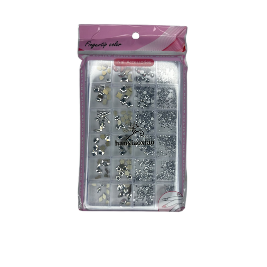 Piedras Plata para Uñas con Cristales y Figuras Decorativas Nail Art - Decoraciones - Elegans Nails