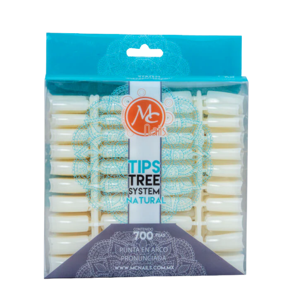 Tips Cristal para Uñas MC Nails Tree System 700 Piezas Punta en Arco Pronunciada - Tips - Elegans Nails