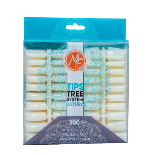 Tips Cristal para Uñas MC Nails Tree System 700 Piezas Punta en Arco Pronunciada - Tips - Elegans Nails