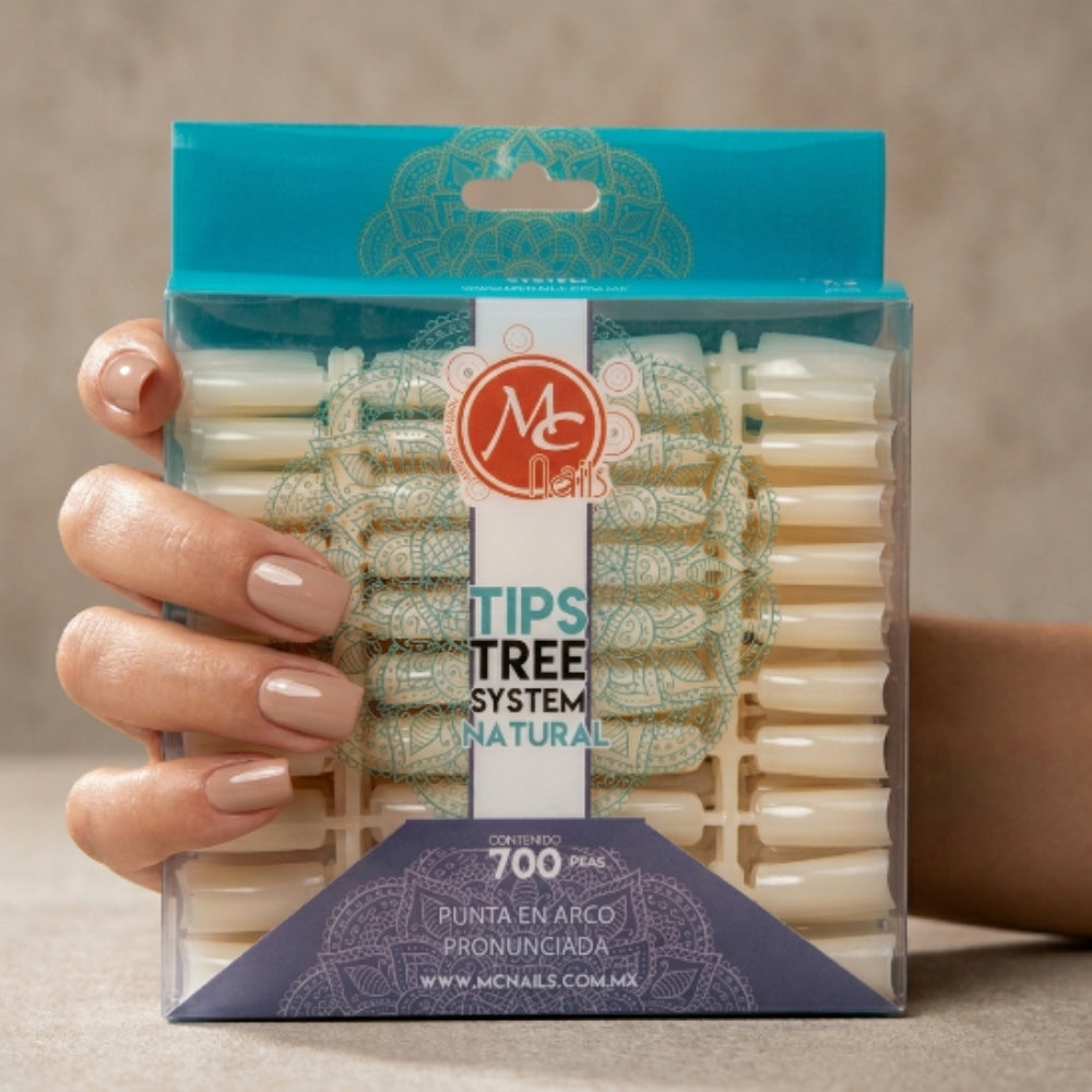 Tips Cristal para Uñas MC Nails Tree System 700 Piezas Punta en Arco Pronunciada - Tips - Elegans Nails