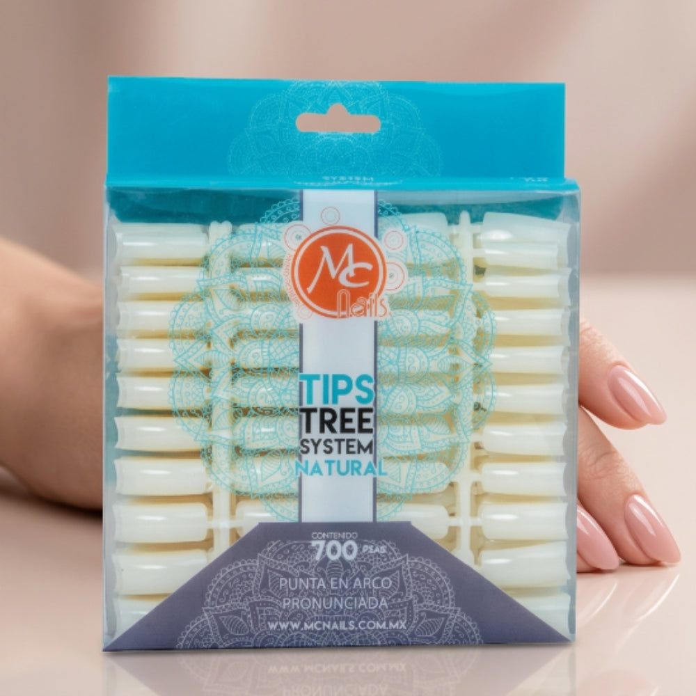 Tips Cristal para Uñas MC Nails Tree System 700 Piezas Punta en Arco Pronunciada - Tips - Elegans Nails
