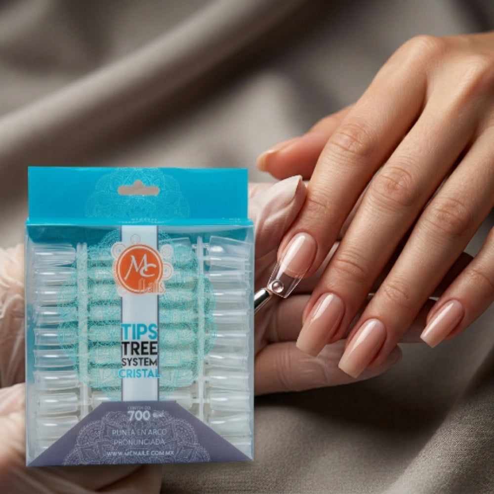 Tips Cristal para Uñas MC Nails Tree System 700 Piezas Punta en Arco Pronunciada - Tips - Elegans Nails