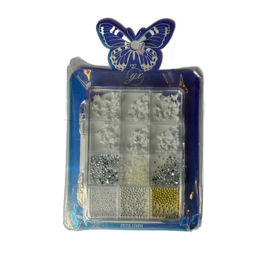 Kit Accesorios Mariposas, Cristales y Balines – YX - Decoraciones - Elegans Nails