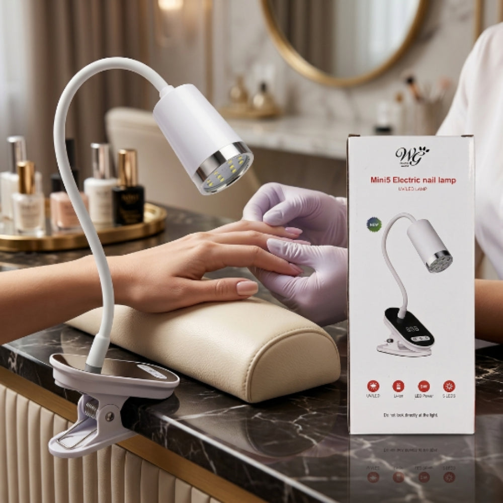 Lámpara UV LED Mini para Uñas con Clip Flexible Recargable 9W | Secador de Gel Profesional - Lámparas - Elegans Nails