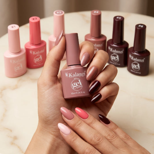 Gel Polish Kalanzi 10 ml Gama Rosa Nude y Vino – 6 Tonos para Uñas - Gamas - Elegans Nails