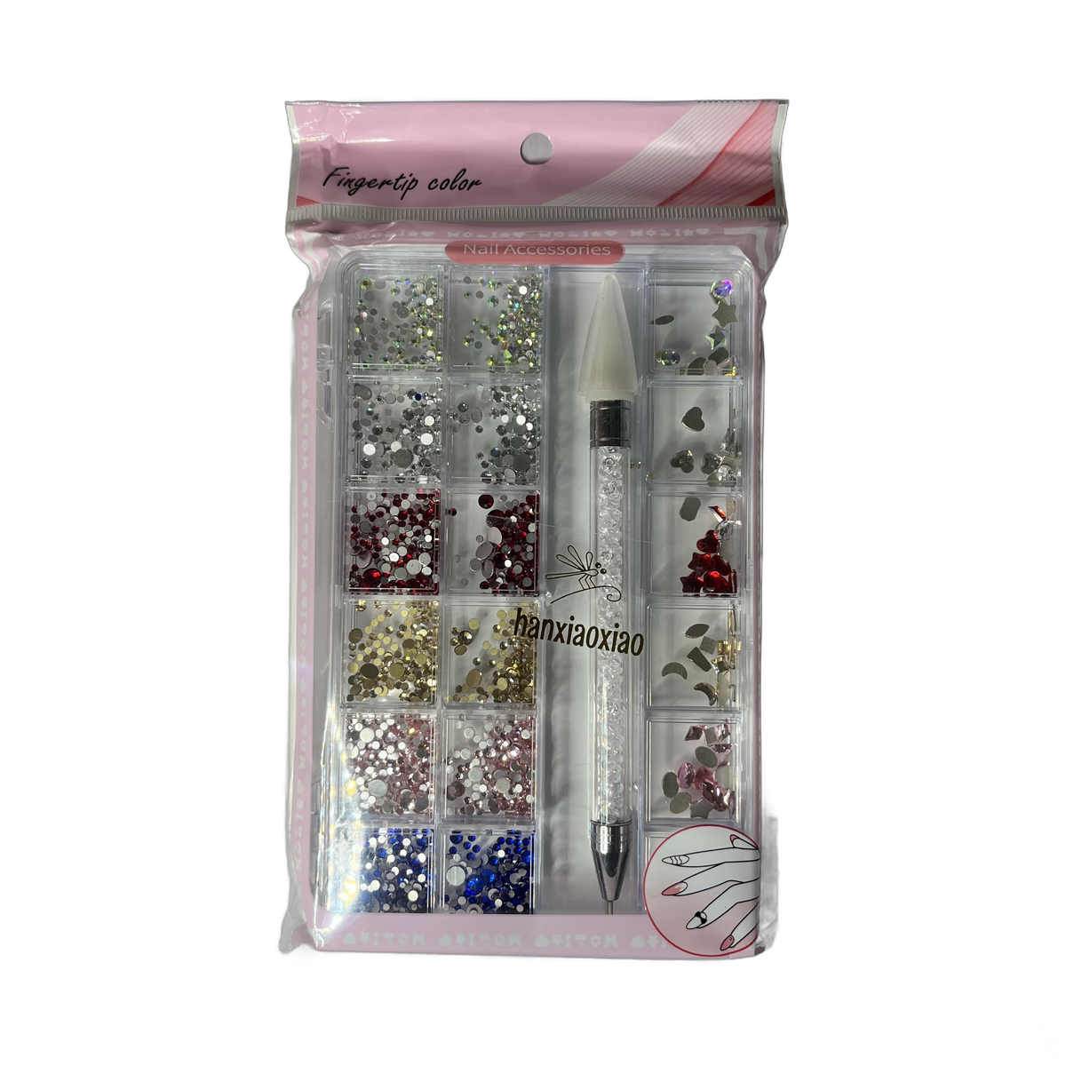 Kit Cristales Multicolor con Aplicador (Cátana) – Hanxiaoxiao - Decoraciones - Elegans Nails