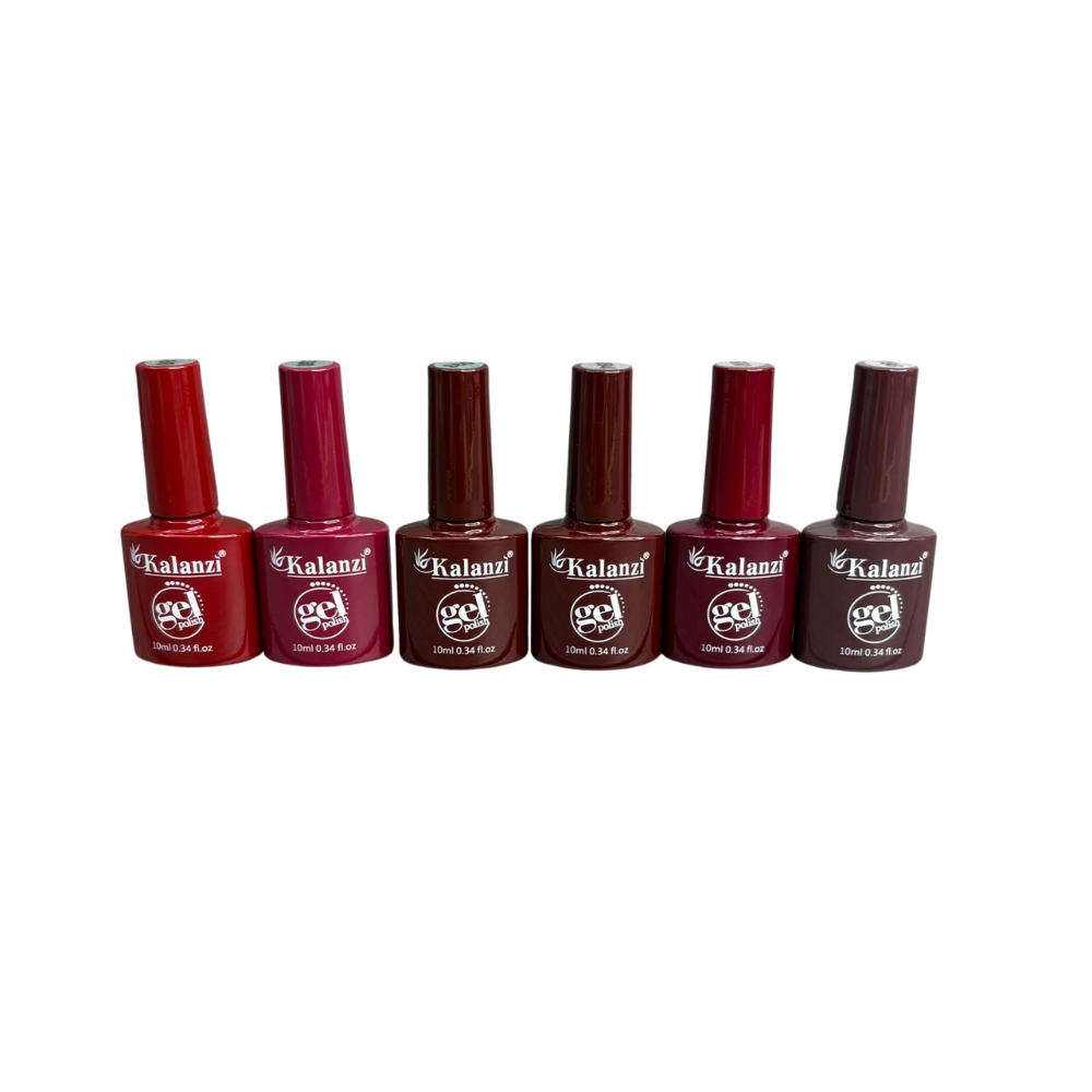 Gel Polish Kalanzi 10 ml Gama Rojos, Vinos y Marrones – 6 Tonos para Uñas - Gamas - Elegans Nails