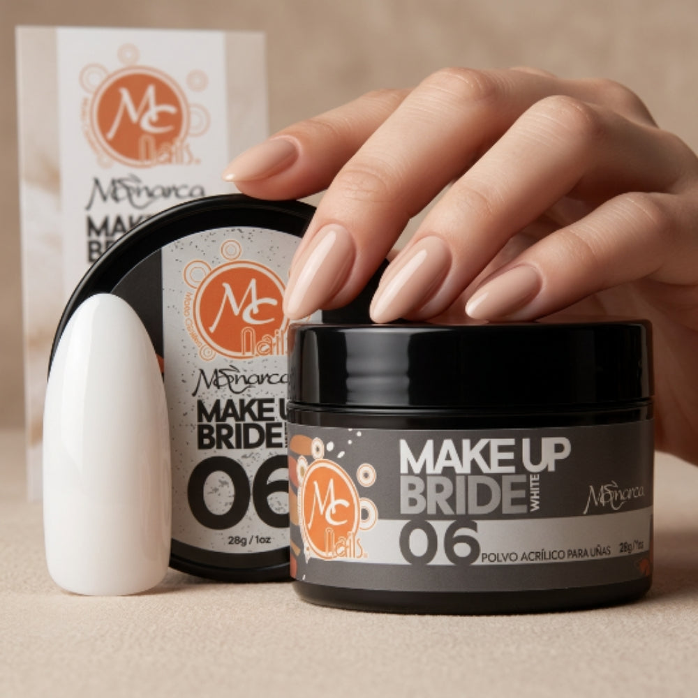 Polvo Acrílico Blanco Monarca Makeup Bride White #6 MC Nails 1 oz - Acrílico - Elegans Nails