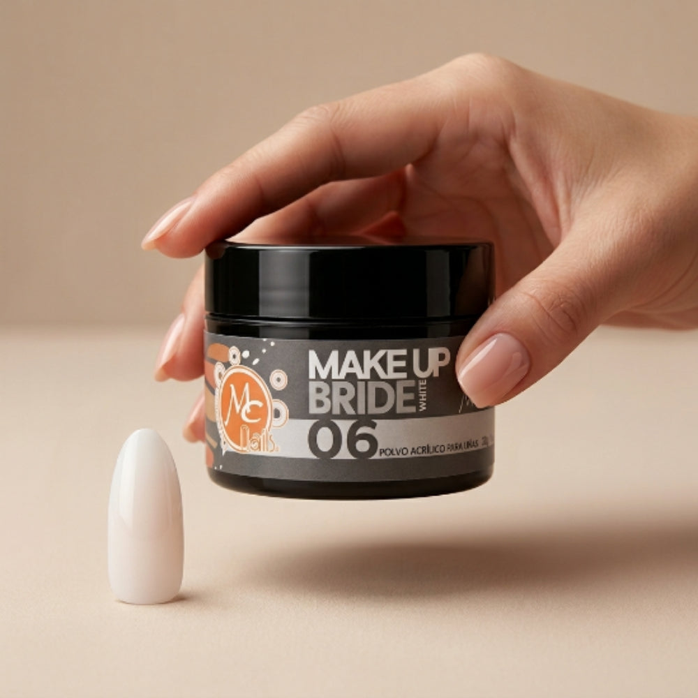 Polvo Acrílico Blanco Monarca Makeup Bride White #6 MC Nails 1 oz - Acrílico - Elegans Nails