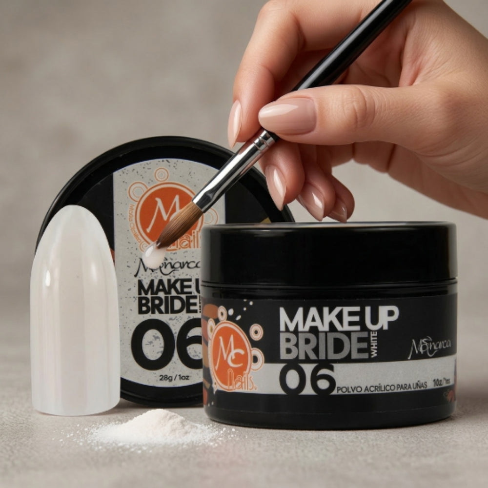 Polvo Acrílico Blanco Monarca Makeup Bride White #6 MC Nails 1 oz - Acrílico - Elegans Nails