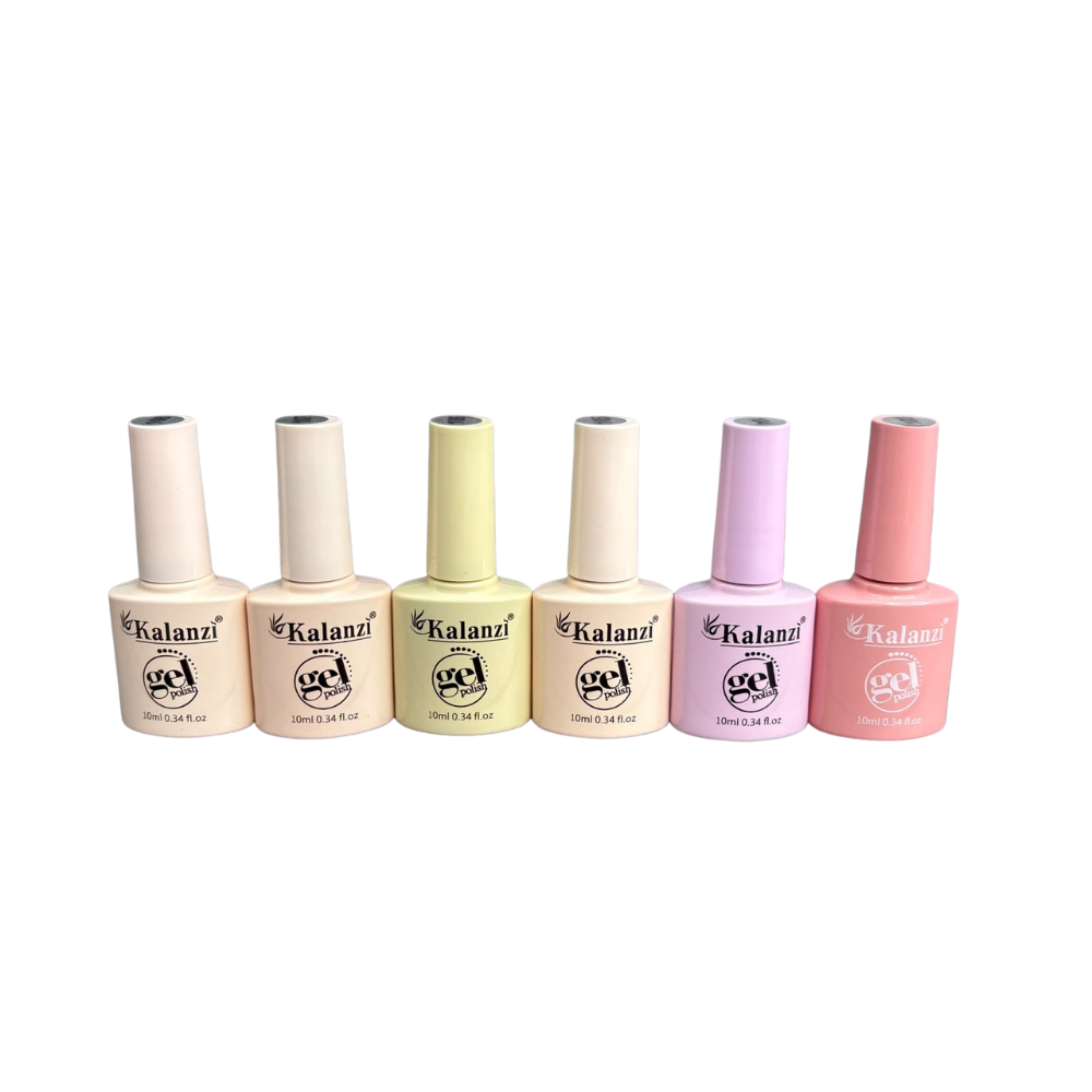 Gel Polish Kalanzi 10 ml Gama Pastel – 6 Tonos Crema, Amarillo, Lila y Rosa para Uñas - Gamas - Elegans Nails
