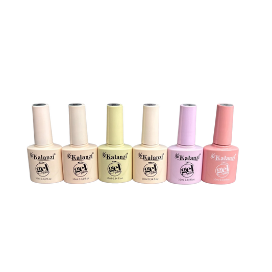 Gel Polish Kalanzi 10 ml Gama Pastel – 6 Tonos Crema, Amarillo, Lila y Rosa para Uñas - Gamas - Elegans Nails