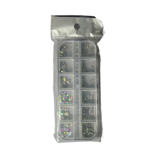 Kit Cristales Multiforma Aurora Boreal – 12 Compartimentos - Decoraciones - Elegans Nails