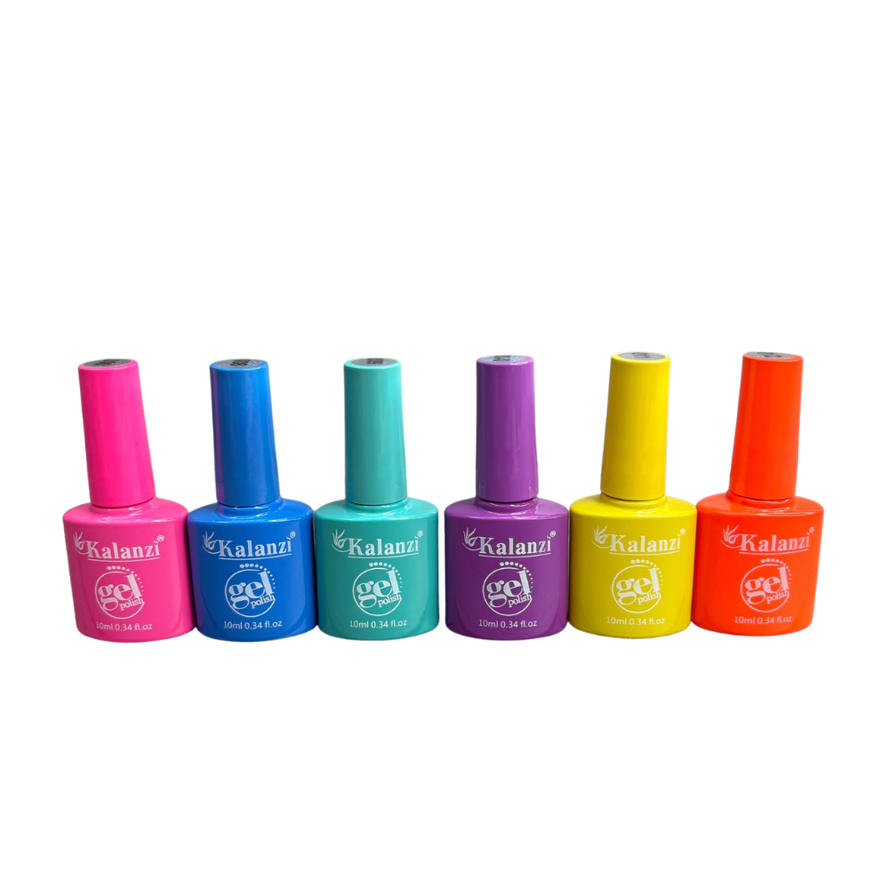 Gel Polish Kalanzi 10 ml Gama Colores Vibrantes – 6 Tonos Rosa, Azul, Turquesa, Morado, Amarillo y Naranja - Gamas - Elegans