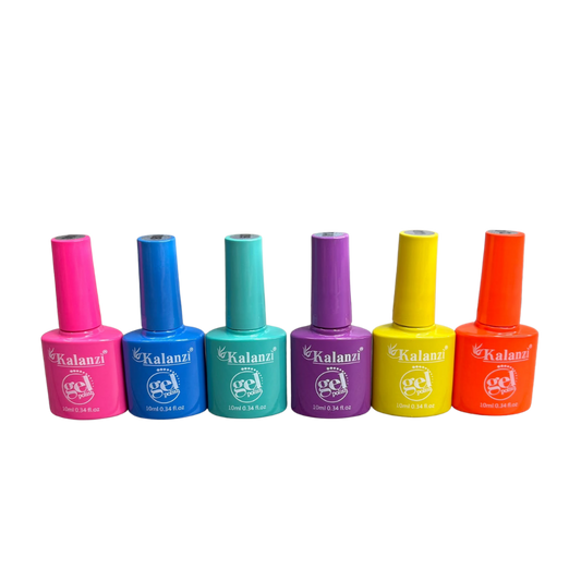 Gel Polish Kalanzi 10 ml Gama Colores Vibrantes – 6 Tonos Rosa, Azul, Turquesa, Morado, Amarillo y Naranja - Gamas - Elegans