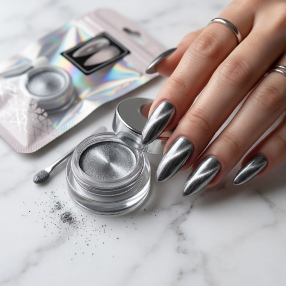 Efecto Ojo de Gato Plateado para Uñas – Polvo Magnético Nail Art - Efectos - Elegans Nails