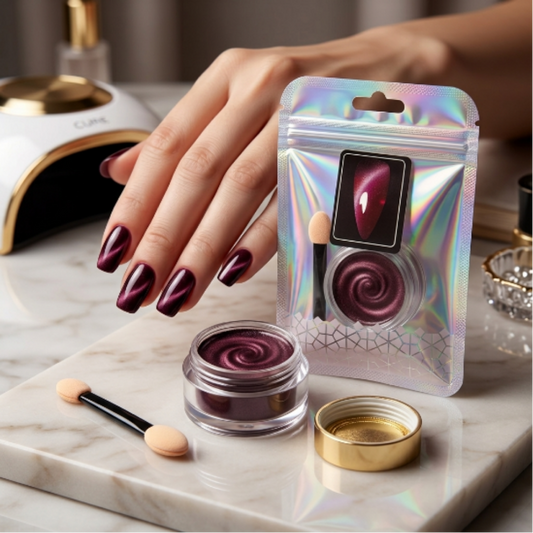 Efecto Ojo de Gato Vino para Uñas – Polvo Magnético Nail Art - Efectos - Elegans Nails