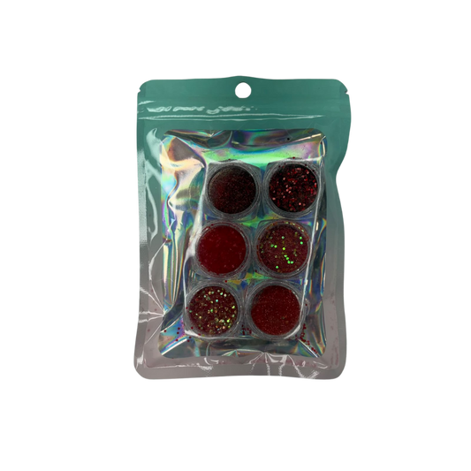 Efecto Azúcar Rojo para Uñas – Set de Glitter 6 Colores Nail Art Profesional - Efectos - Elegans Nails