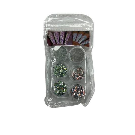 Efecto Cola de Sirena para Uñas – Set de Glitter Holográfico 6 Colores Nail Art Profesional - Efectos - Elegans Nails