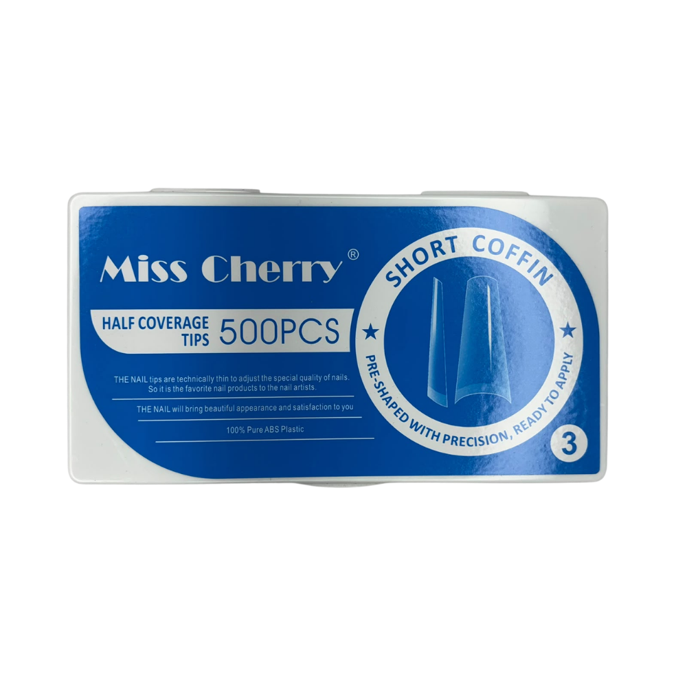 Tips Short Coffin Media Cobertura Miss Cherry 500 Piezas – Uñas Acrílicas Profesional - Tips Coffin - Elegans Nails
