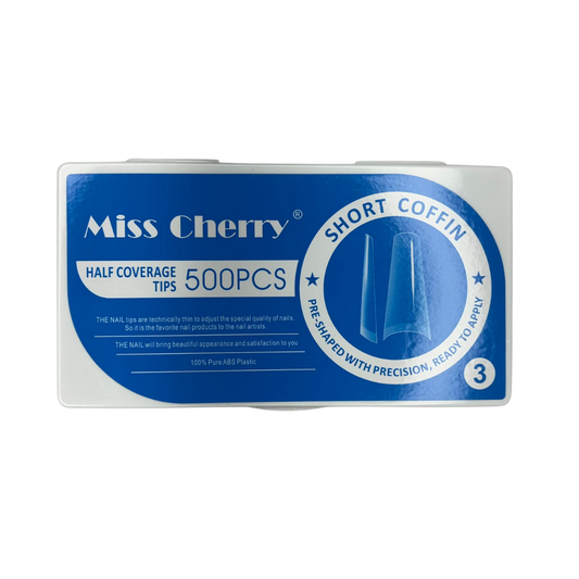 Tips Short Coffin Media Cobertura Miss Cherry 500 Piezas – Uñas Acrílicas Profesional - Tips Coffin - Elegans Nails
