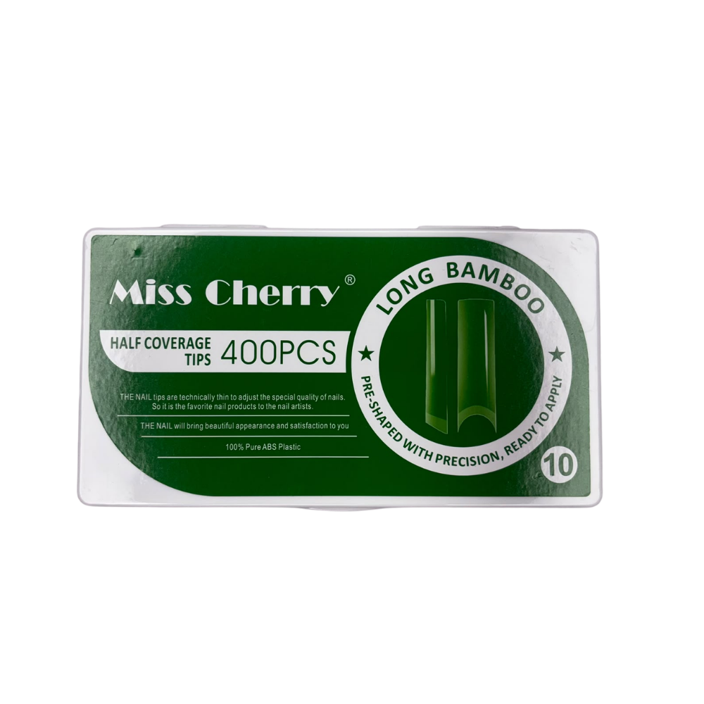 Tips Long Bamboo Media Cobertura Miss Cherry 400 Piezas – Uñas Acrílicas Profesional - Tips cuadrado - Elegans Nails