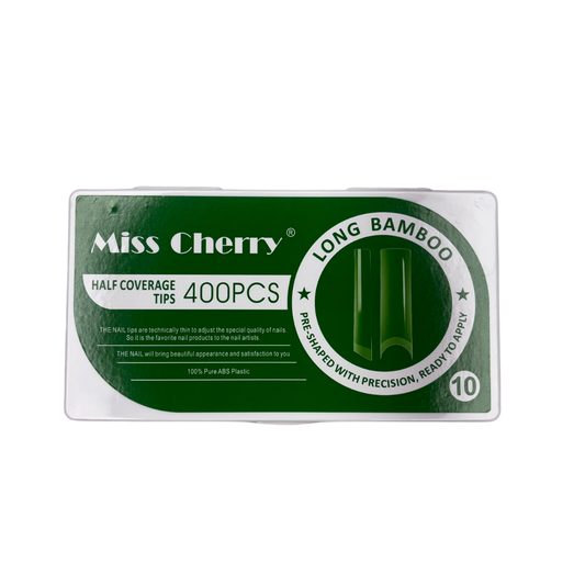 Tips Long Bamboo Media Cobertura Miss Cherry 400 Piezas – Uñas Acrílicas Profesional - Tips cuadrado - Elegans Nails