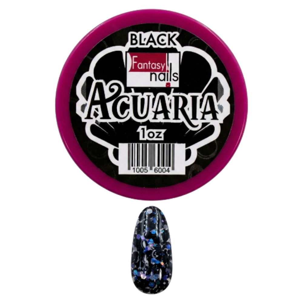 Acrílico Uñas Acuaria Black Fantasy Nails 1 oz con Glitter - Acrílico - Elegans Nails