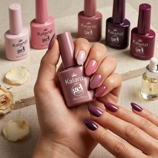 Gel Polish Kalanzi 10 ml Gama Rosa, Nude y Morado para Uñas – 6 Tonos - Gamas - Elegans Nails