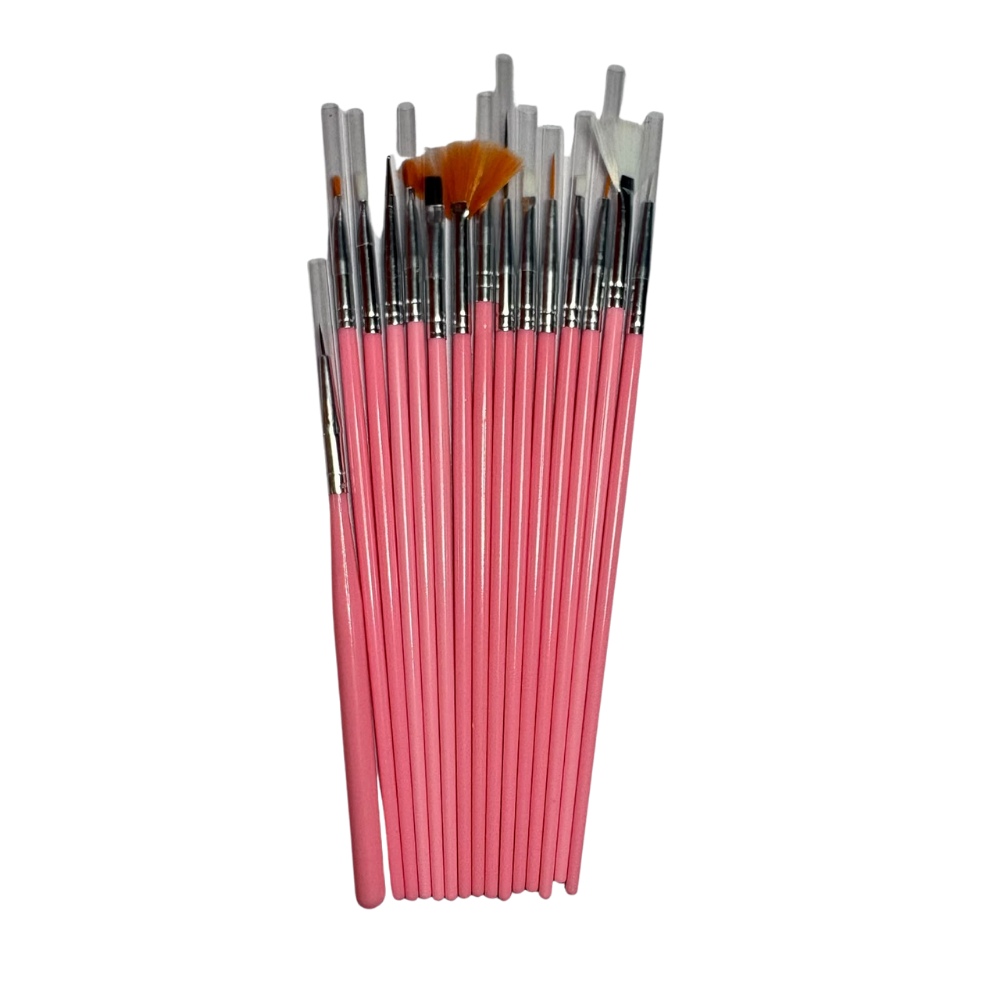Set de 15 Pinceles Profesionales para Nail Art | Kit de Pinceles para Decoración de Uñas con Abanico, Mano Alzada, Liner y