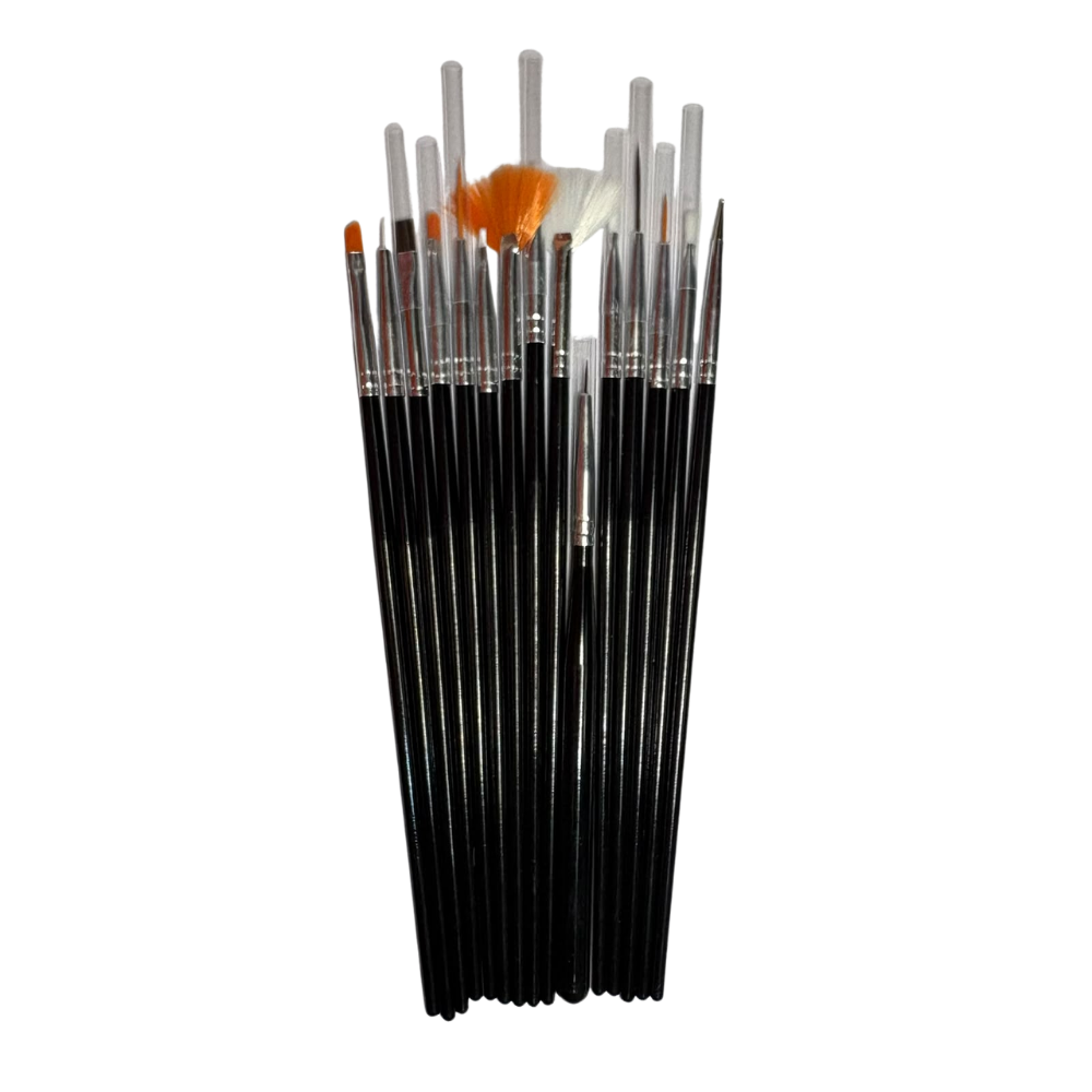 Set de 15 Pinceles Profesionales para Nail Art | Kit de Pinceles para Decoración de Uñas con Abanico, Mano Alzada, Liner y