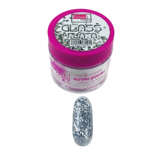 Acrílico Uñas Glass Plata Fantasy Nails 1 oz con Glitter - Acrílico - Elegans Nails