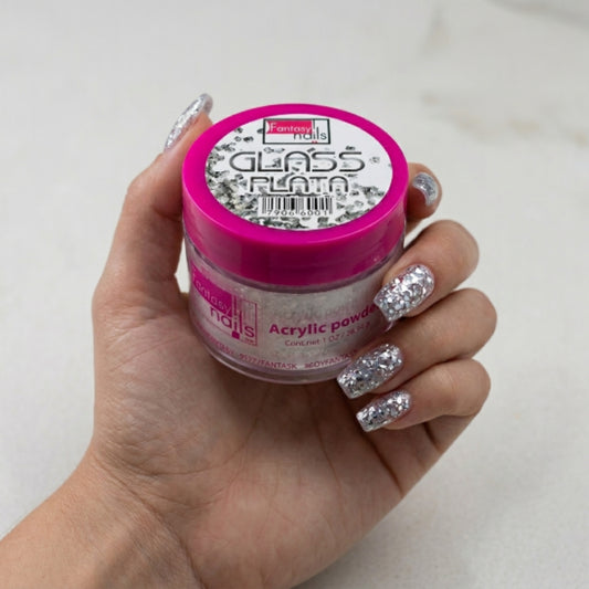 Acrílico Uñas Glass Plata Fantasy Nails 1 oz con Glitter - Acrílico - Elegans Nails