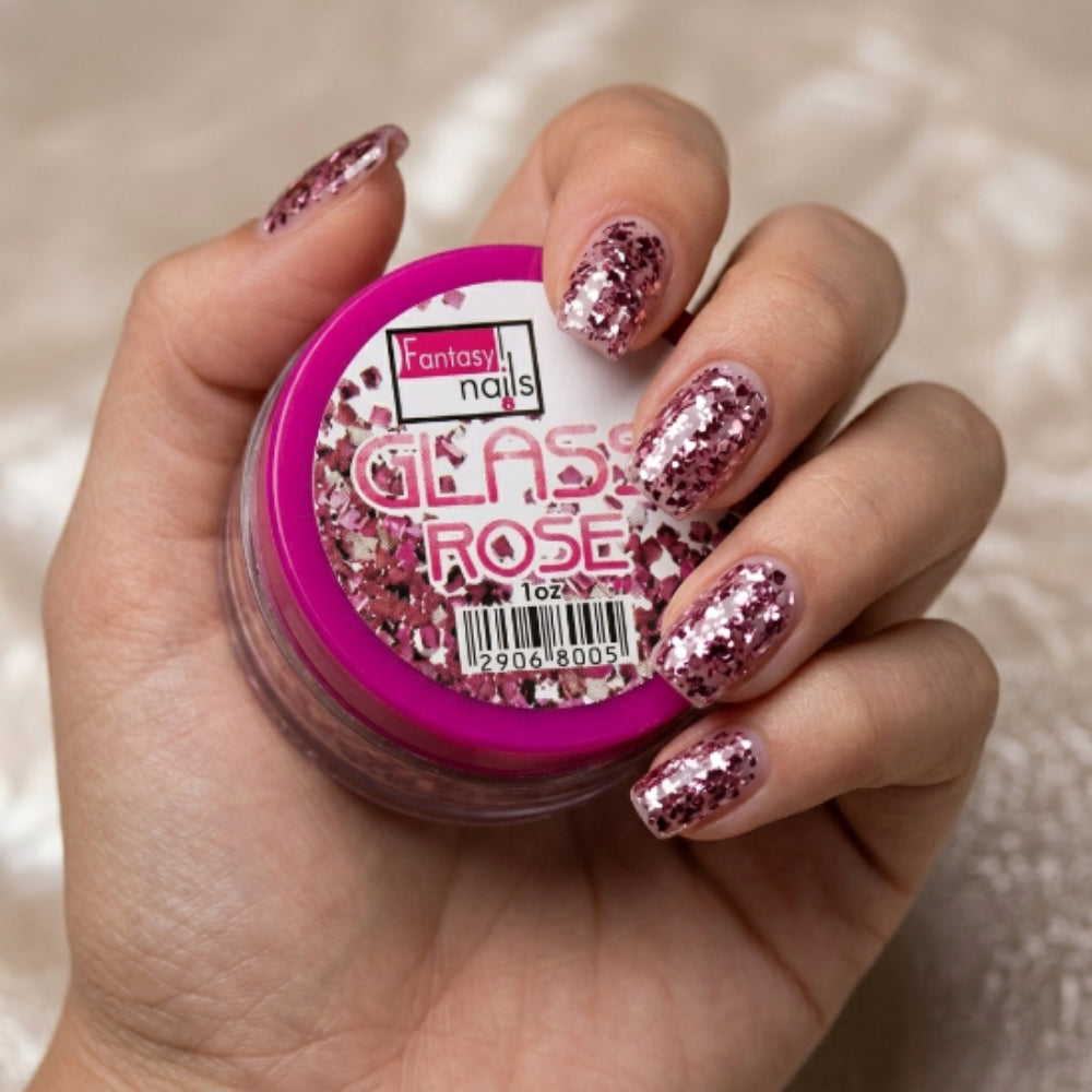 Acrílico Uñas Glass Rose Gold Fantasy Nails 1 oz con Glitter - Acrílico - Elegans Nails
