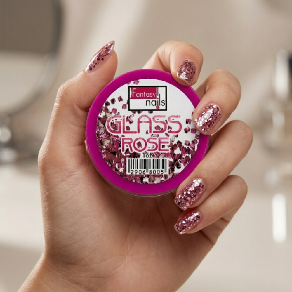 Acrílico Uñas Glass Rose Gold Fantasy Nails 1 oz con Glitter - Acrílico - Elegans Nails