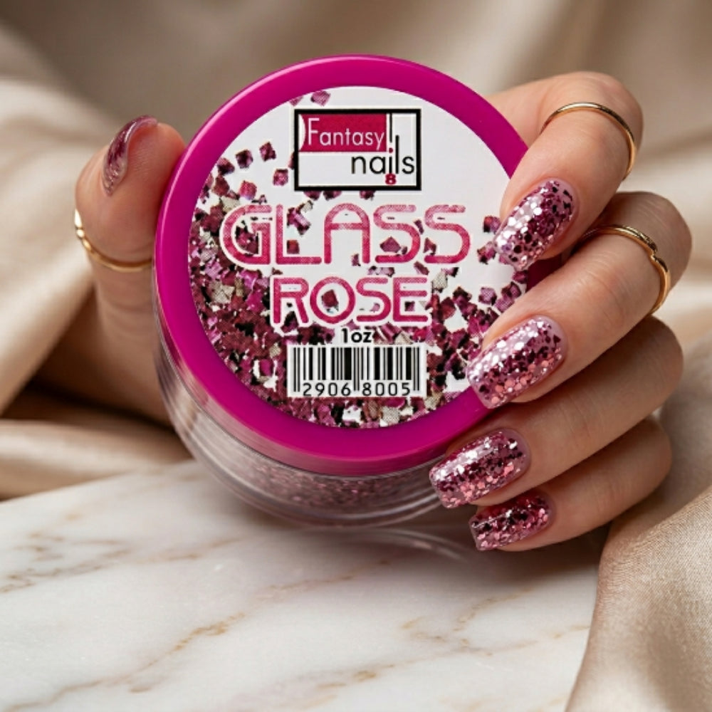 Acrílico Uñas Glass Rose Gold Fantasy Nails 1 oz con Glitter - Acrílico - Elegans Nails