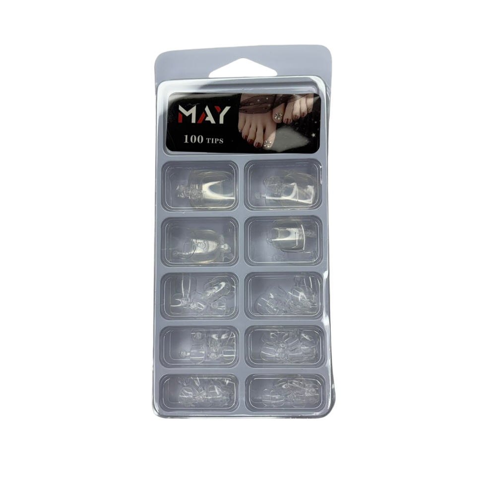 Tips Transparentes para Uñas de Pie 100 Piezas – Pedicure Profesional - Tip para Pie - Elegans Nails