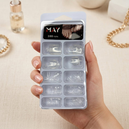 Tips Transparentes para Uñas de Pie 100 Piezas – Pedicure Profesional - Tip para Pie - Elegans Nails