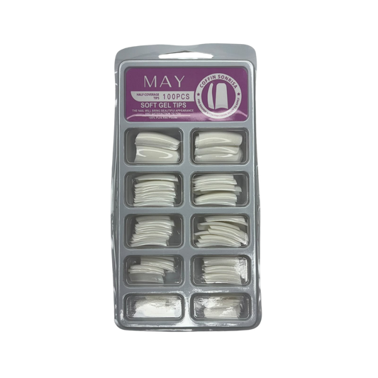 Tips para Acrílico Coffin Blanco 100 Piezas – Media Cobertura para Uñas - Tips Coffin - Elegans Nails