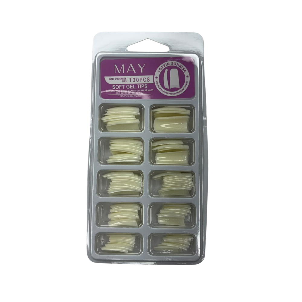 Tips para Acrílico Coffin Naturales 100 Piezas – Media Cobertura ABS Profesional - Tips Coffin - Elegans Nails