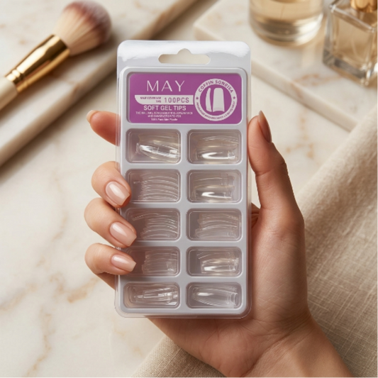 Tips Transparentes para Acrílico Coffin 100 Piezas – Media Cobertura Profesional - Tips Coffin - Elegans Nails