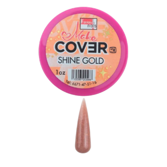 Acrílico Make Cover Shine Gold Fantasy Nails 1 oz para Uñas con Brillo Dorado - Acrílico - Elegans Nails