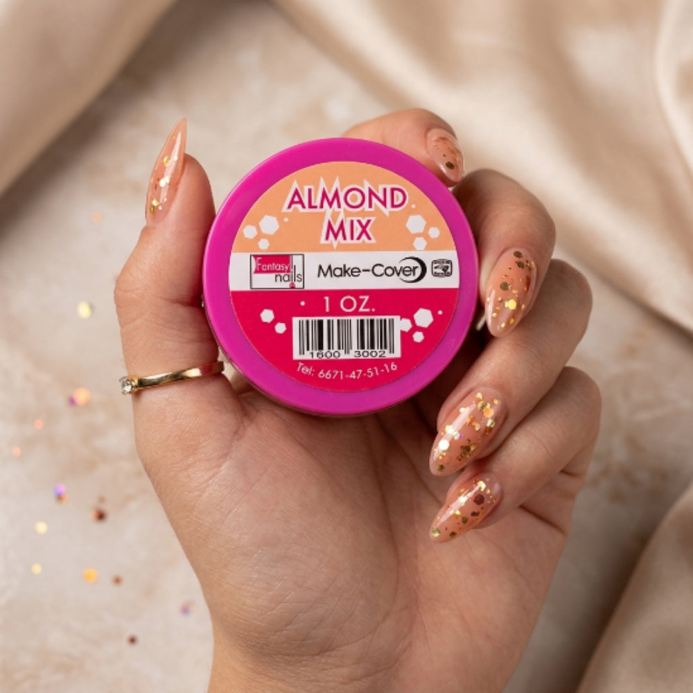 Acrílico Almond Mix Make Cover Fantasy Nails 1 oz para Uñas con Efecto Almond e Iridiscencia - Acrílico - Elegans Nails