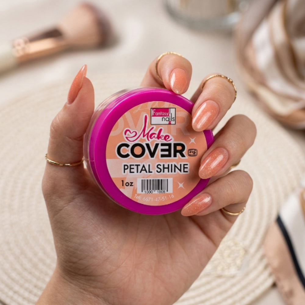 Acrílico Make Cover Petal Shine Fantasy Nails 1 oz para Uñas con Brillo Rosado - Acrílico - Elegans Nails