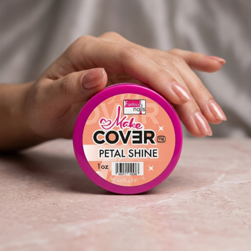 Acrílico Make Cover Petal Shine Fantasy Nails 1 oz para Uñas con Brillo Rosado - Acrílico - Elegans Nails